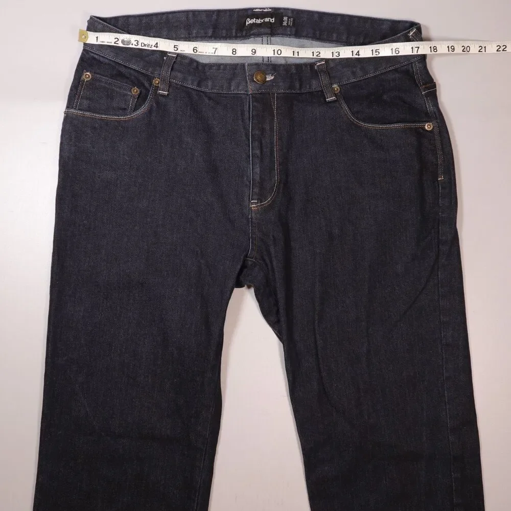 Betabrand Commuter Jeans Blue Denim Straight Leg Slim Reflective Mens 34x30
